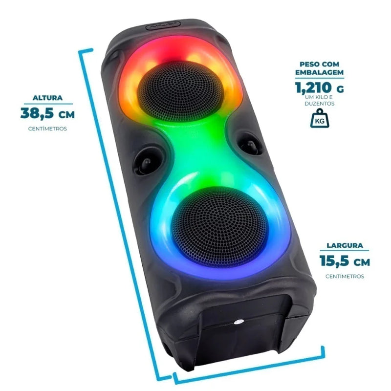 Caixa de som Bluetooth Com Led RGB Portátil FM USB TWS 30W