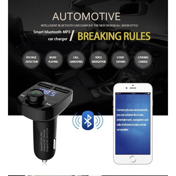 X8 Kit Hands Free Bluetooth Car Wireless Transmitter Fm Mp3 Player Dual Usb Charger