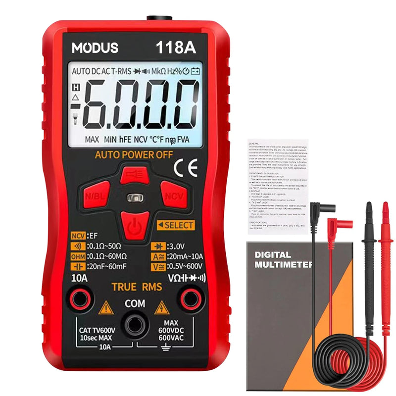 MODUS Digital Multimeter Professional High Precision Ac/Dc Voltage True Rms Esr Meter Nhp Smart Date 6000 Counts